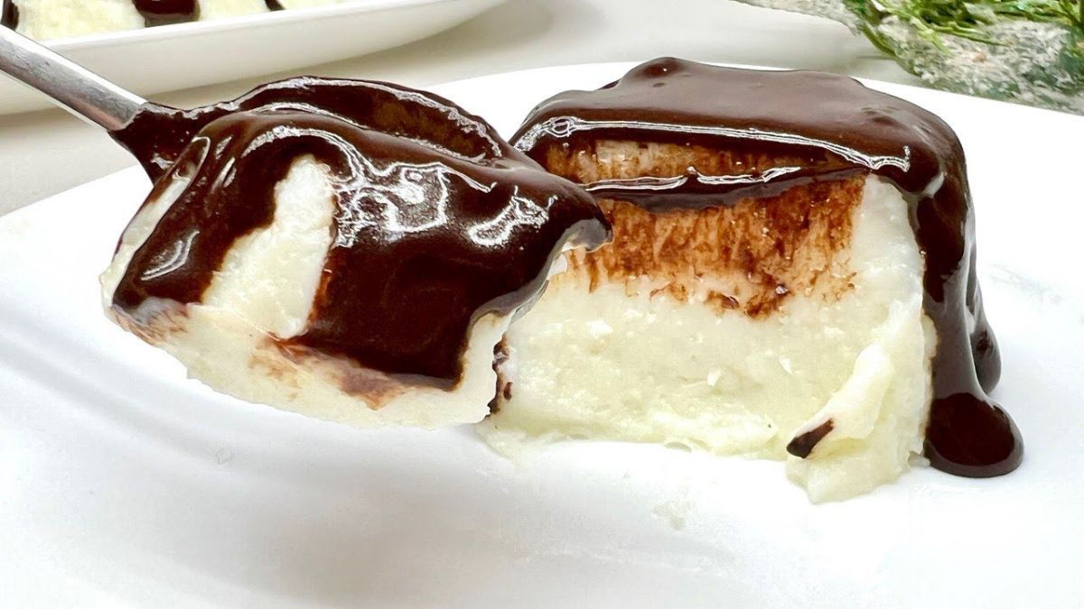 Dessert crémeux au lait, noix de coco et cacao, délicieux et facile à préparer