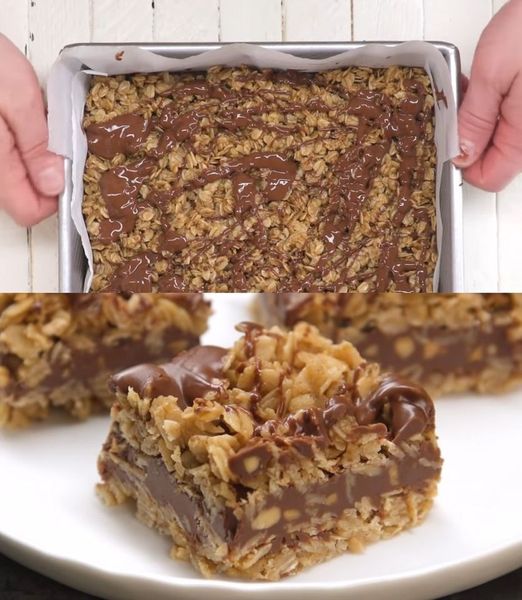 Barres chocolatées aux flocons d’avoine sans cuisson