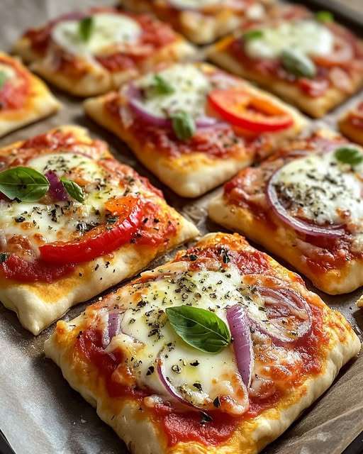 Carrés de pizza express en 10 minutes, irrésistibles pour tous !