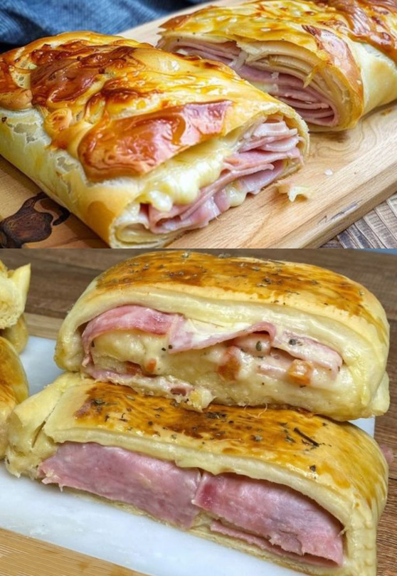 Délicieuse strudel feuilletée au jambon et fromage prête en moins de 10 minutes