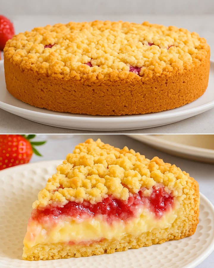 Délicieux gâteau aux fraises et crème vanille ultra rapide