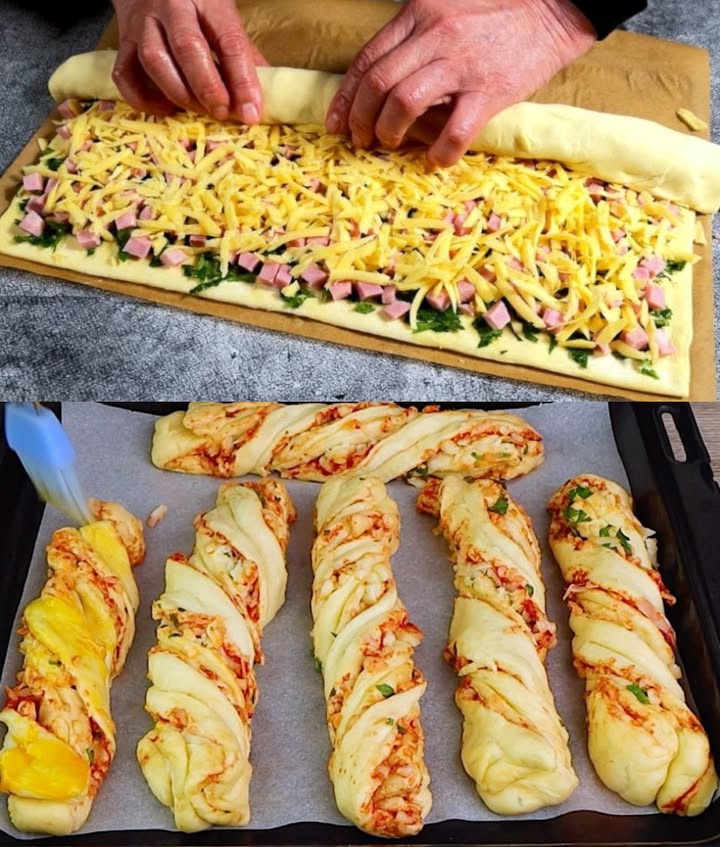 Ficelles feuilletées au jambon et fromage en 4 ingrédients, irrésistibles !