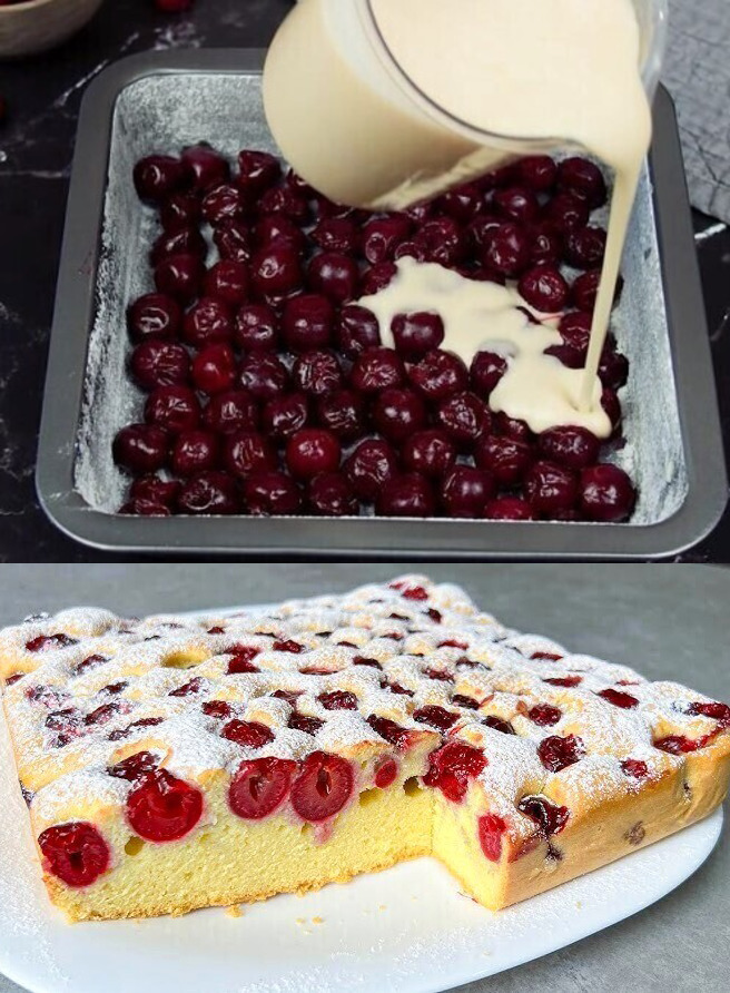 Gâteau au fromage blanc et cerises : prêt en 5 minutes, juste irrésistible !