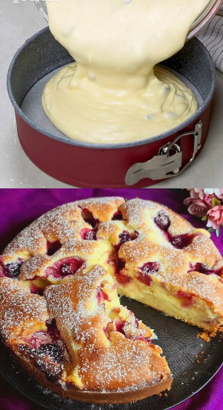 Le meilleur gâteau aux cerises de grand-mère, à la crème vanillée divine !