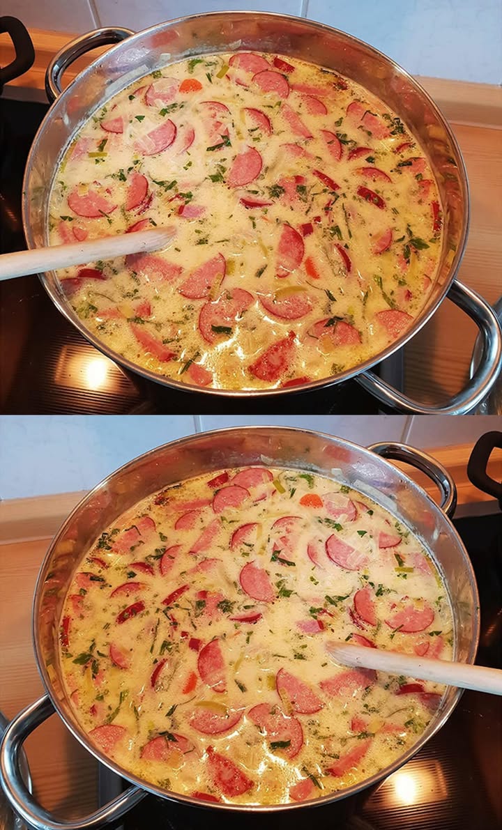 Ma soupe coup de cœur de l’année : délicieuse soupe au fromage et Cabanossi, favorite des enfants !