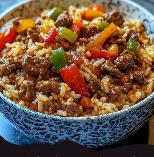Poêlée de riz au haché et poivrons prête en 15 minutes !