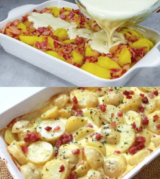 Pommes de terre façon carbonara, prêtes en un rien de temps !