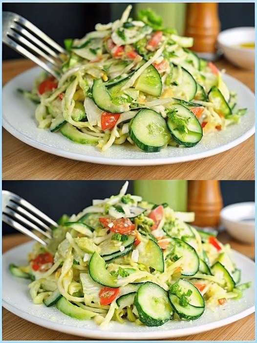 Salade croquante de concombre et chou chinois, prête en 5 minutes pour perdre du poids