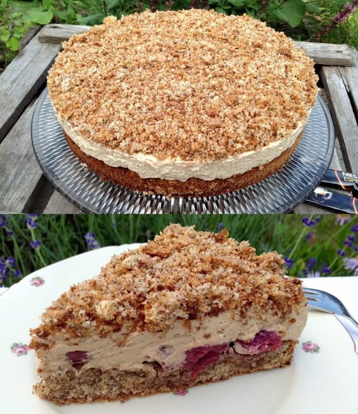 Tarte au café, noisettes et cerises acidulées