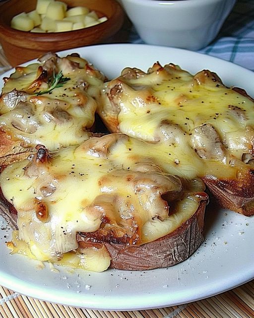 Toast chasseur gratiné au fromage