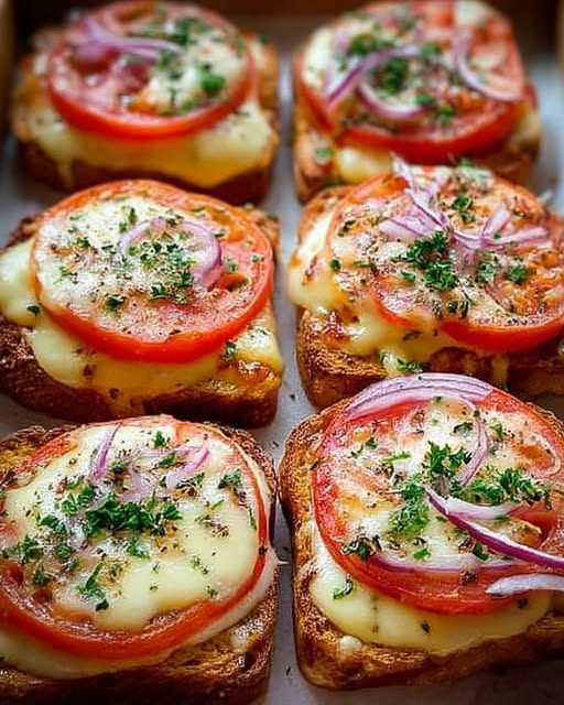 Toast chaud gourmand aux tomates et mozzarella au four