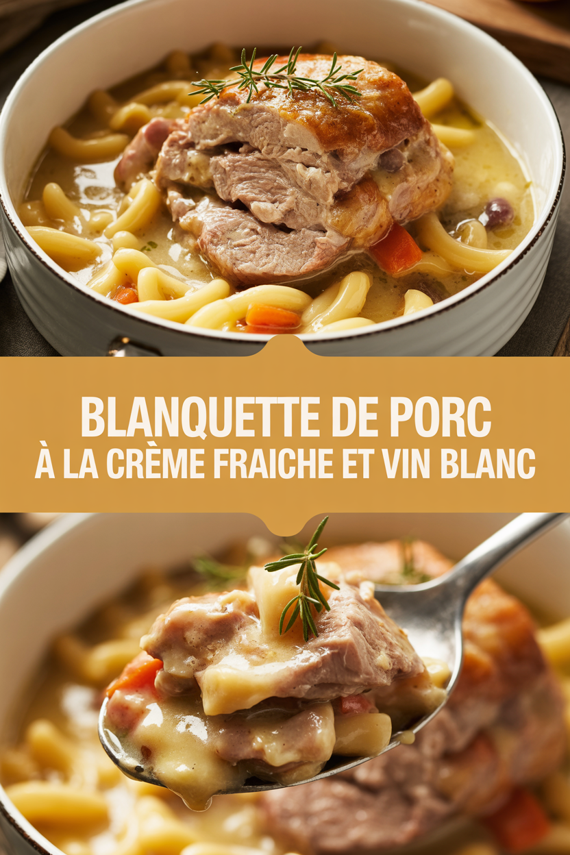 Blanquette de porc à la crème fraiche et vin blanc