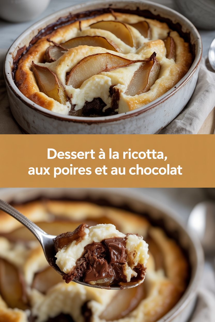 Dessert à la ricotta, aux poires et au chocolat