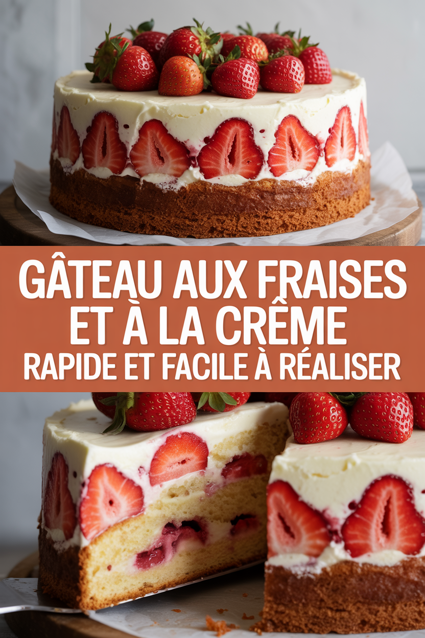 Gâteau aux fraises et à la crème rapide et facile à réaliser