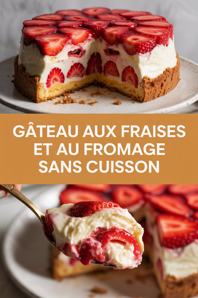 Gâteau aux fraises et au fromage sans cuisson