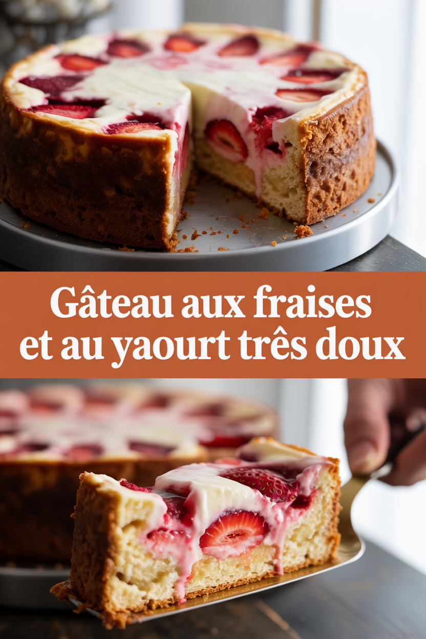 Gâteau aux fraises et au yaourt très doux