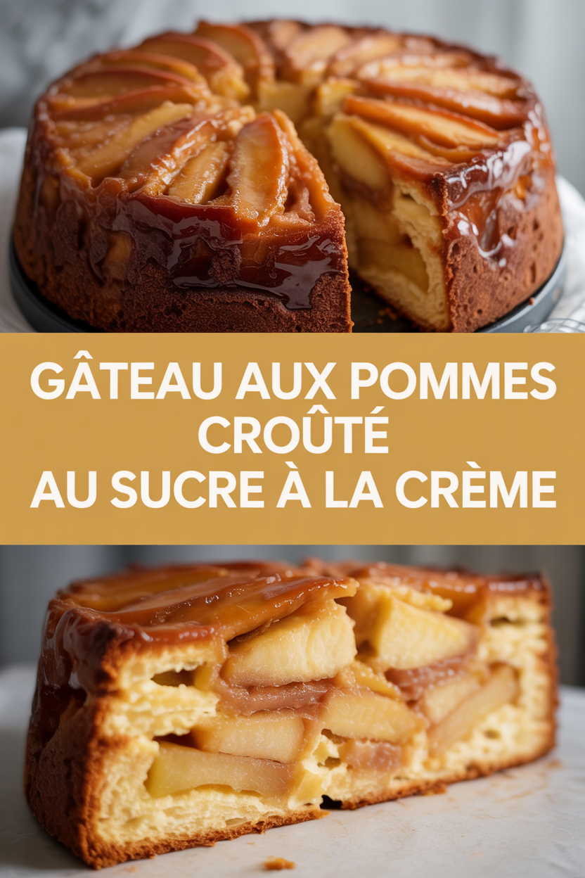 Gâteau aux pommes croûté au sucre à la crème