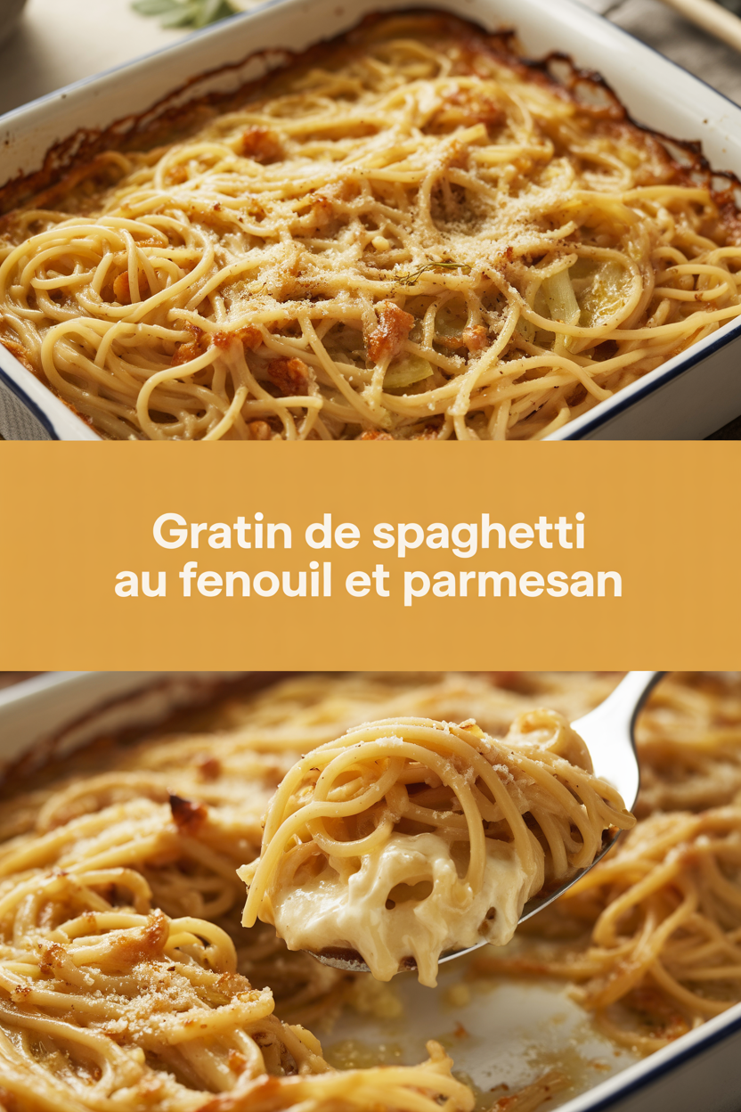 Gratin de spaghetti au fenouil et parmesan