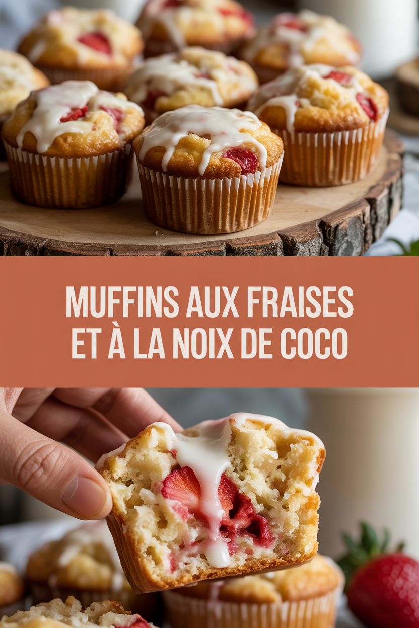 Muffins aux fraises et à la noix de coco