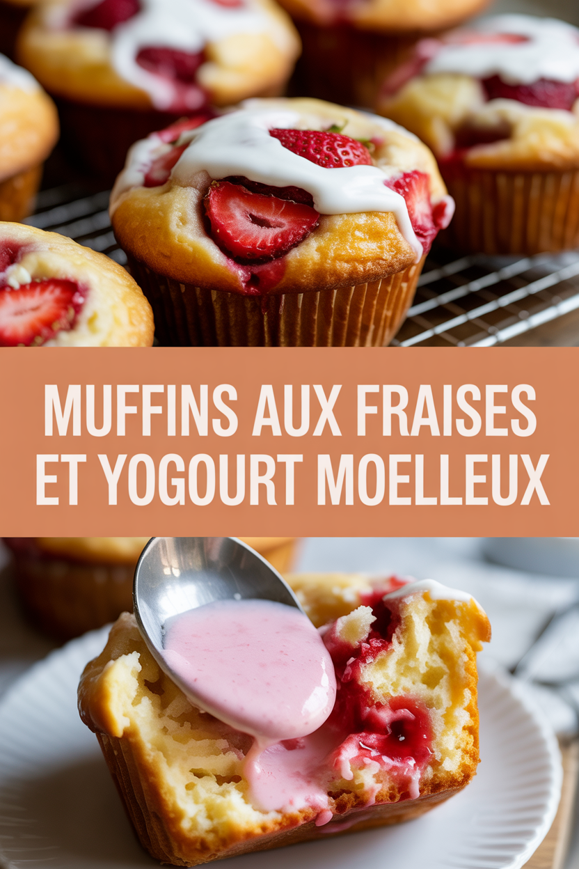 Muffins aux fraises et yogourt moelleux