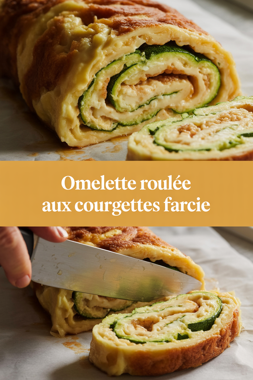 Omelette roulée aux courgettes farcie