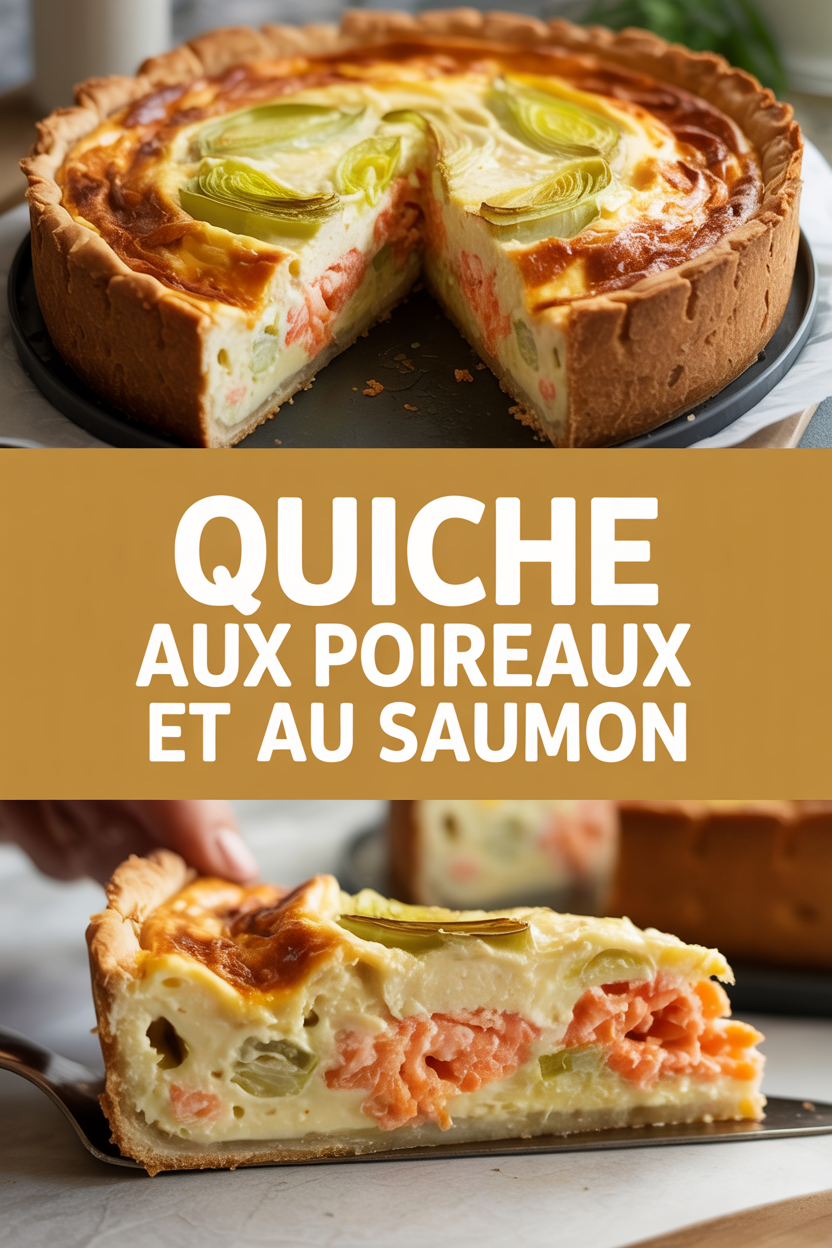 Quiche aux poireaux et au saumon