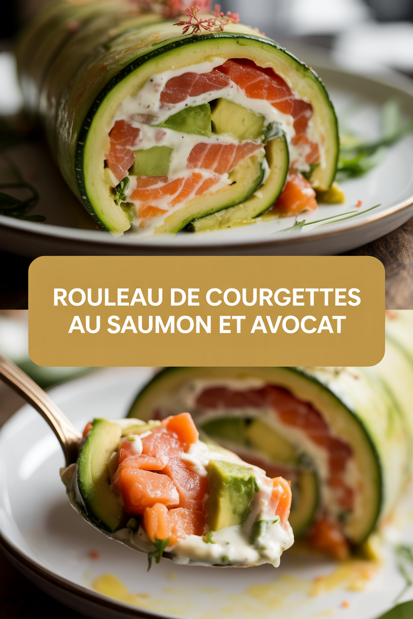 Rouleau de courgettes au saumon et avocat