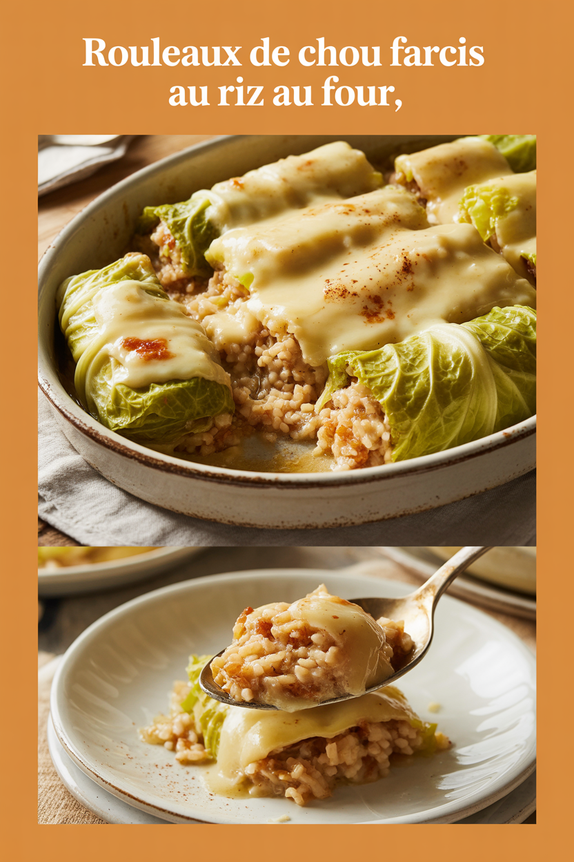 Rouleaux de chou farcis au riz au four