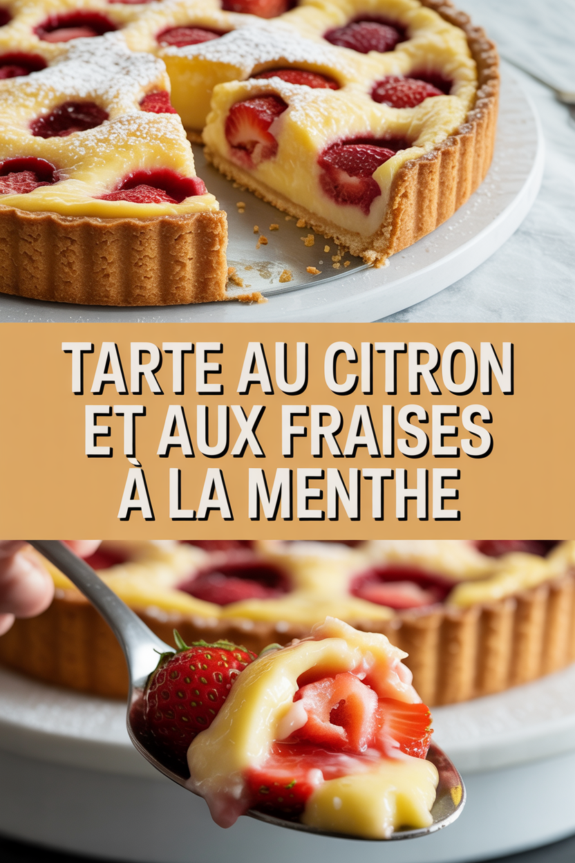Tarte au citron et aux fraises à la menthe
