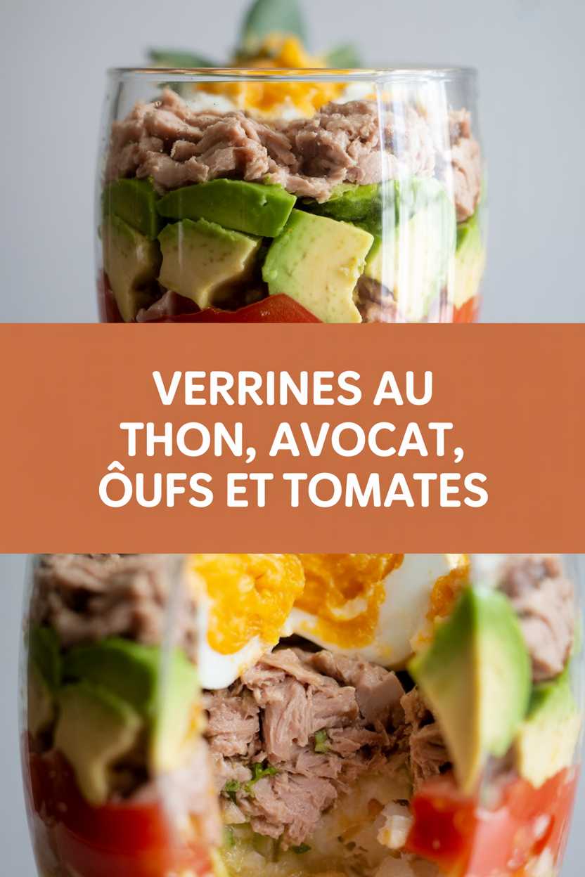 Verrines au thon, avocat, œufs et tomates