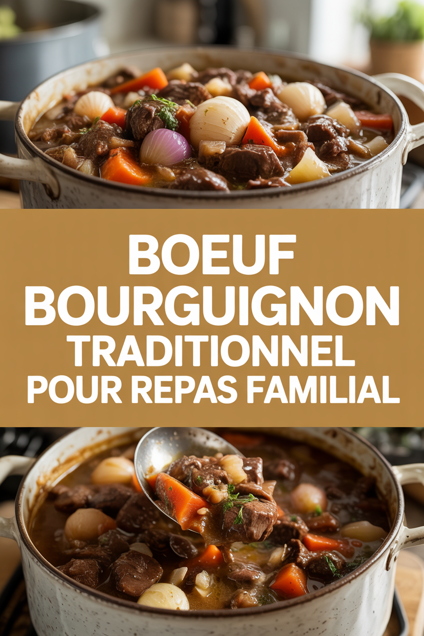 boeuf bourguignon traditionnel pour repas familial
