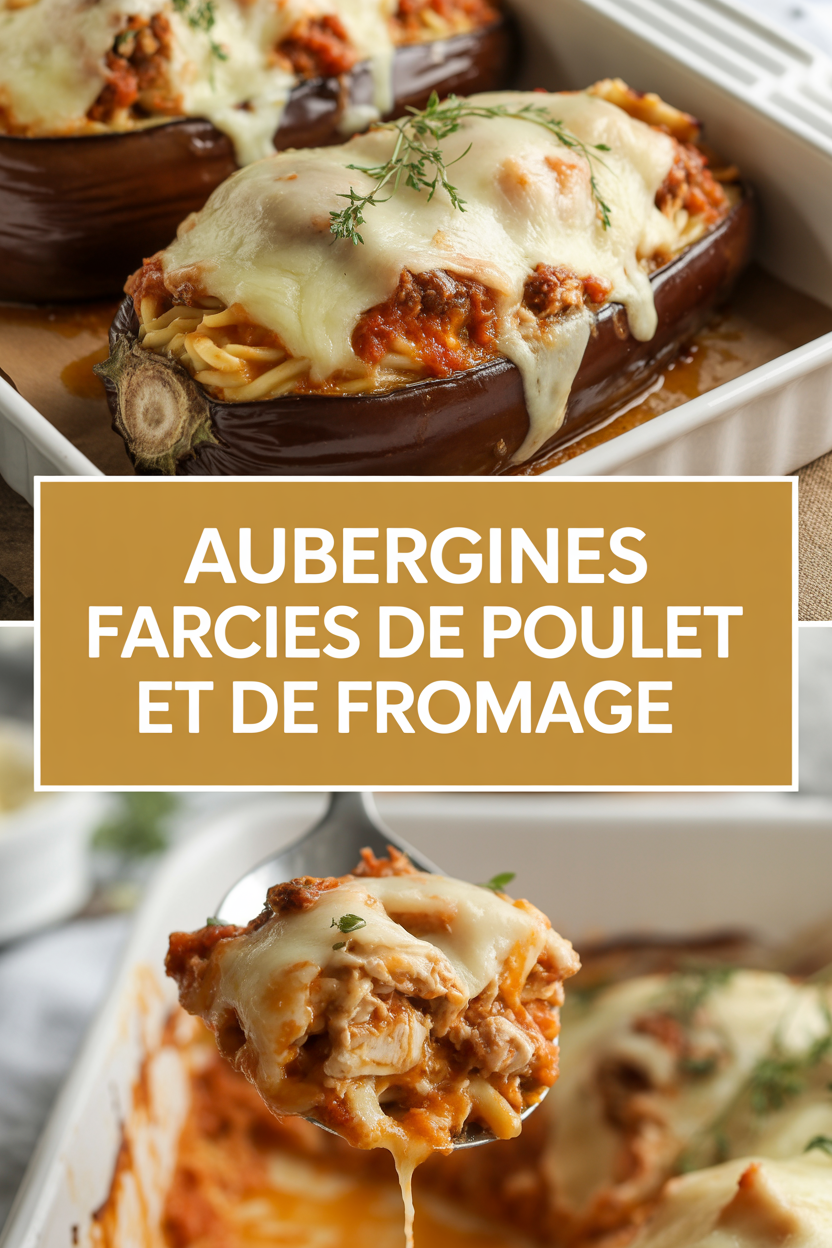 Aubergines farcies de poulet et de fromage