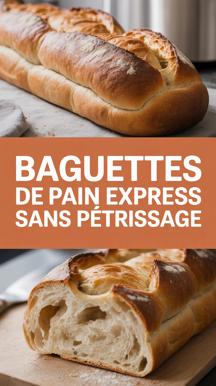 Baguettes de pain express sans pétrissage