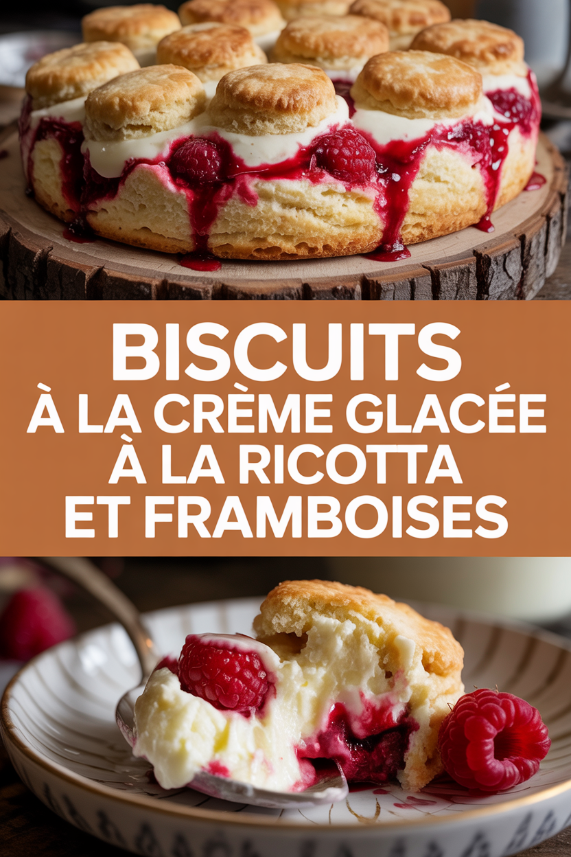 Biscuits à la crème glacée à la ricotta et framboises