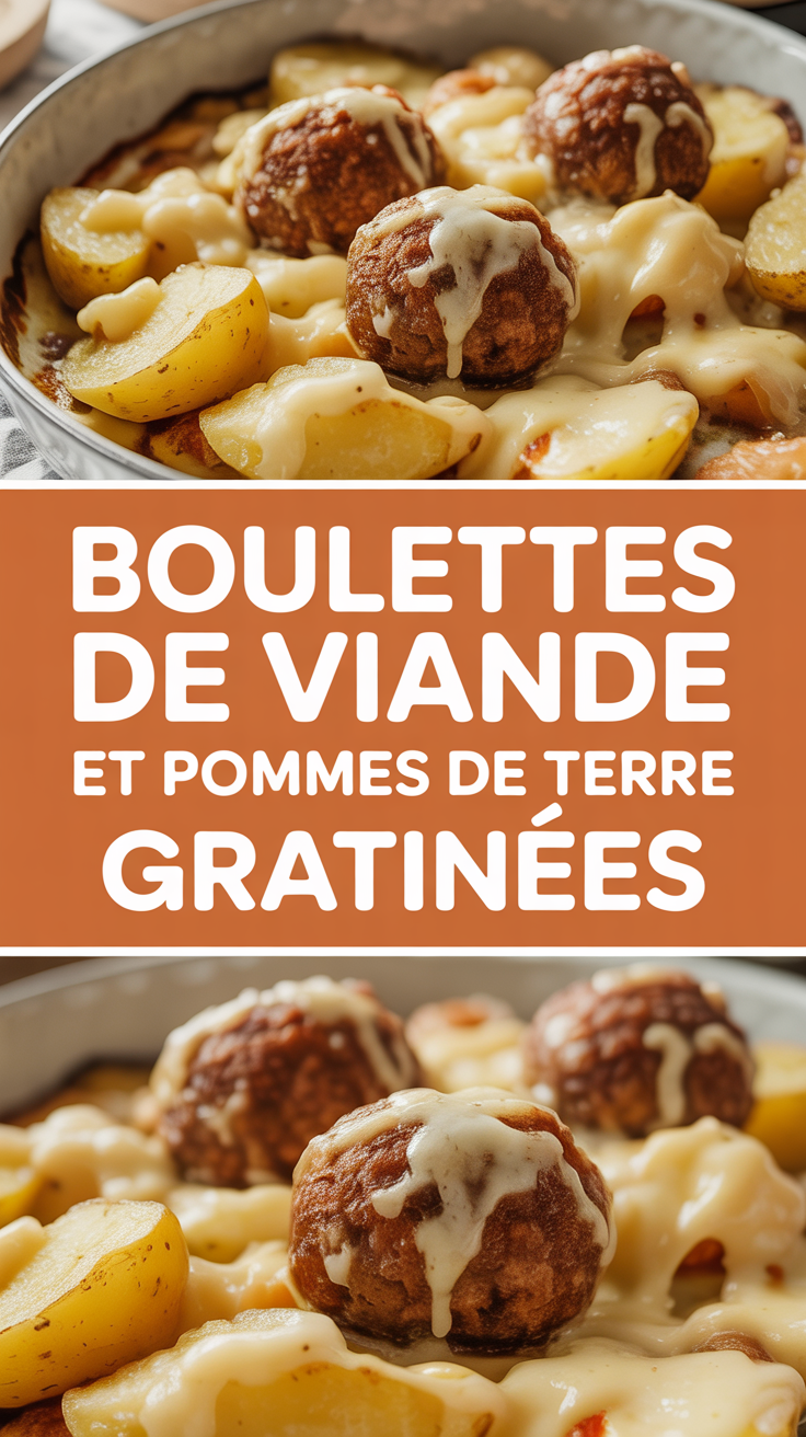 Boulettes de viande et pommes de terre gratinées