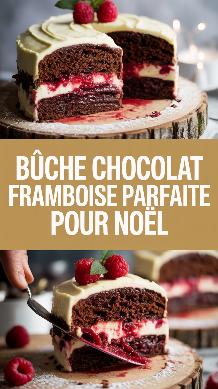 Bûche chocolat framboise parfaite pour Noël