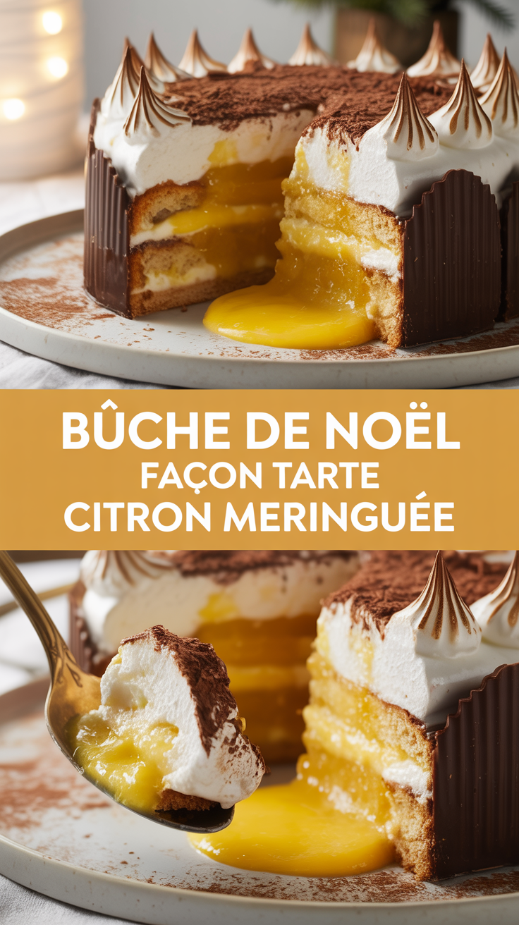 Bûche de Noël façon tarte citron meringuée
