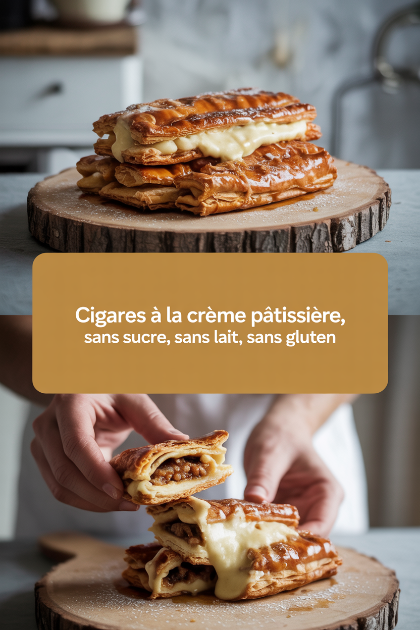 Cigares à la crème pâtissière, sans sucre, sans lait, sans gluten