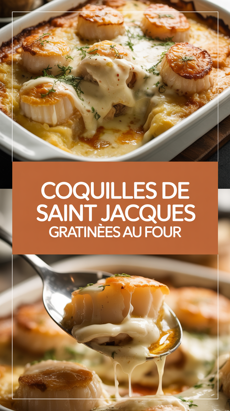 Coquilles de Saint Jacques gratinées au four