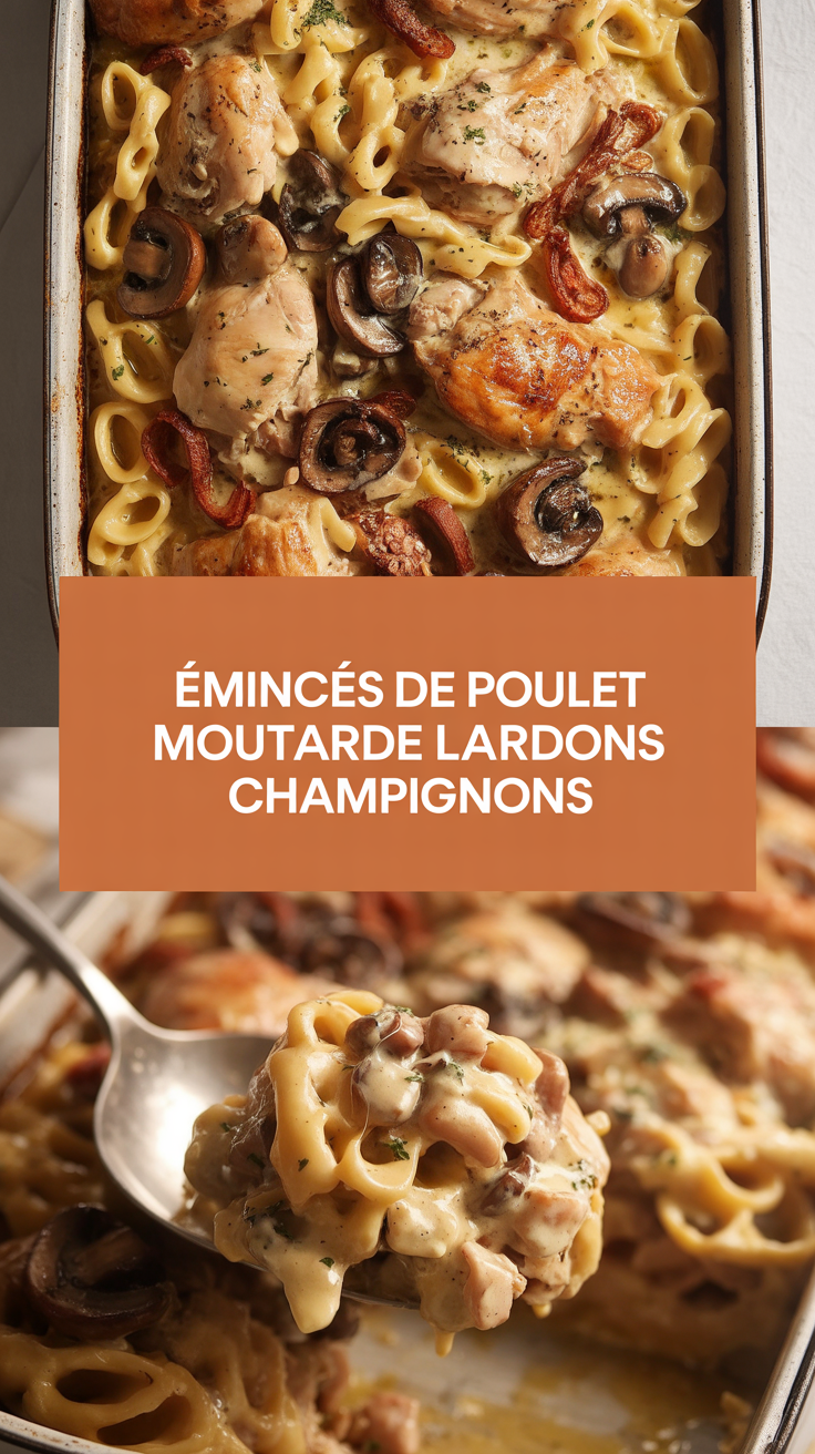 Émincés de Poulet Moutarde Lardons Champignons
