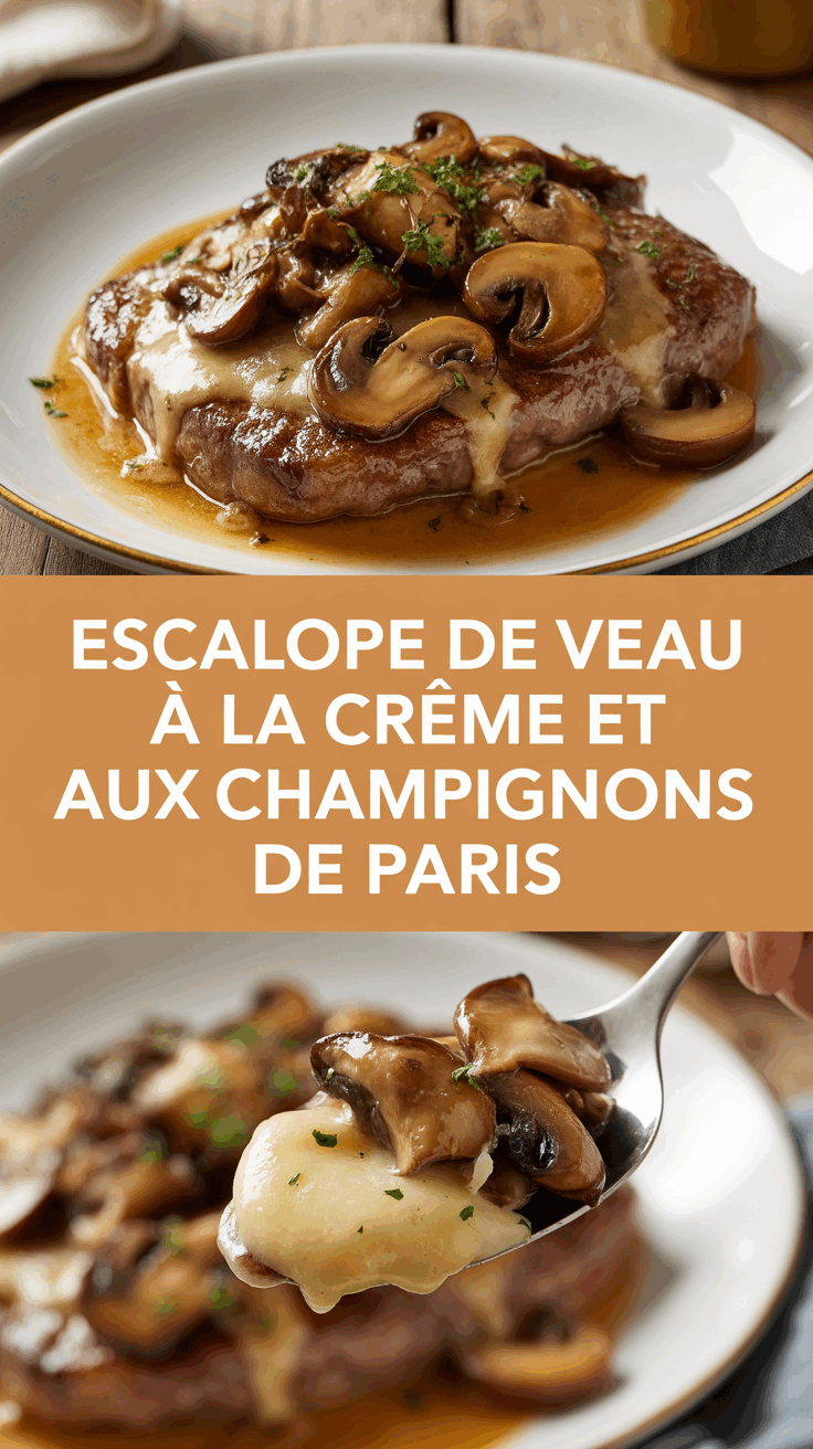 Escalope de veau à la crème et aux champignons de Paris