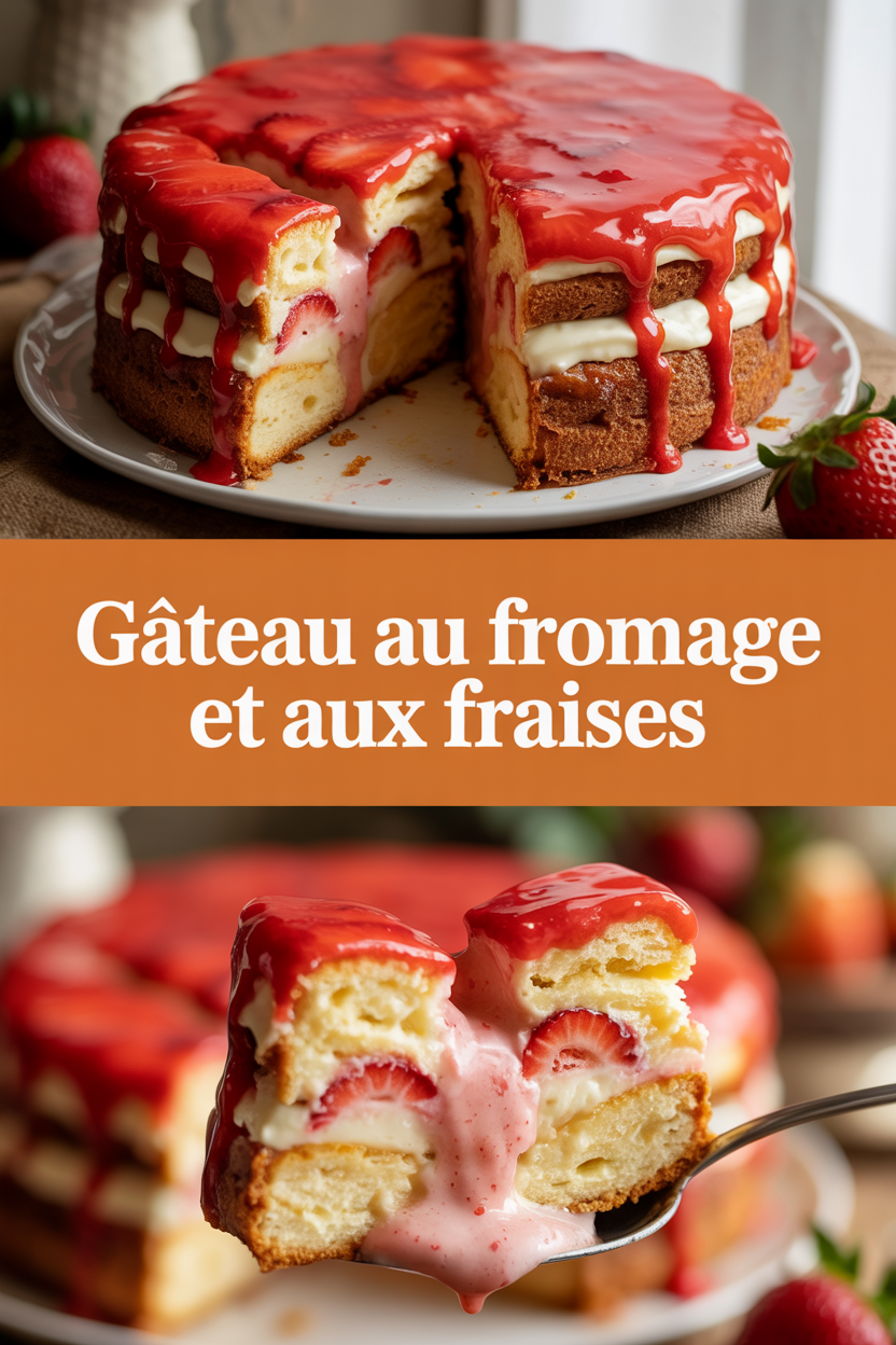 Gâteau au fromage et aux fraises