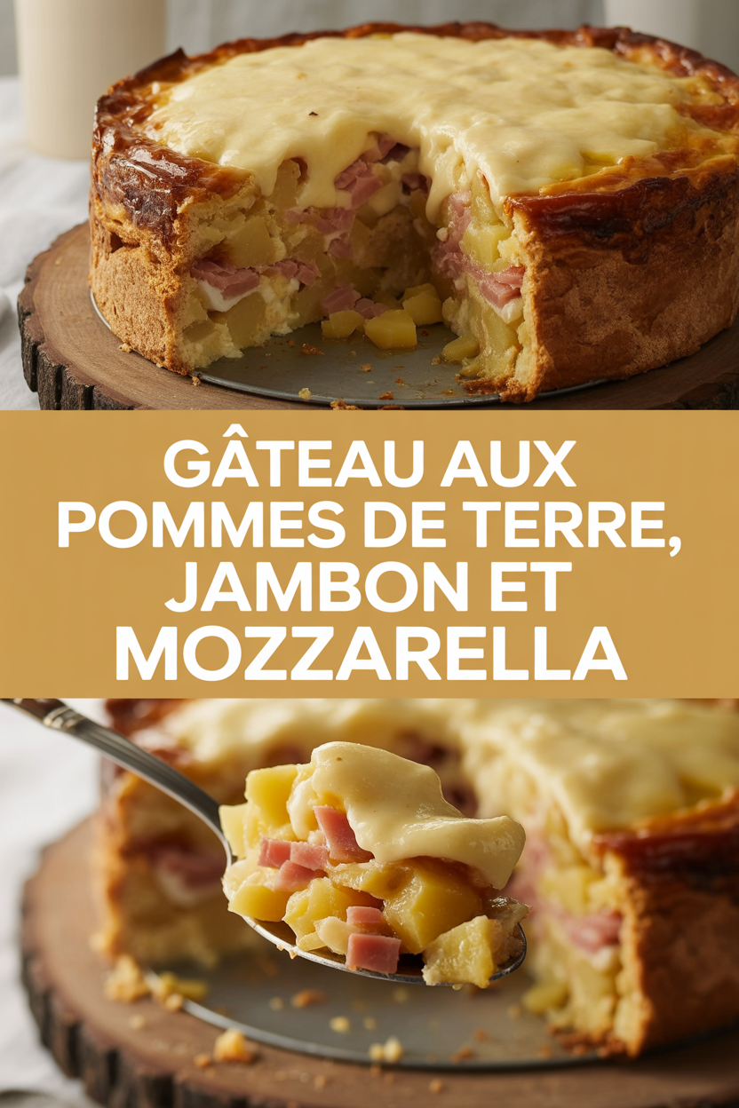 Gâteau aux pommes de terre, jambon et mozzarella