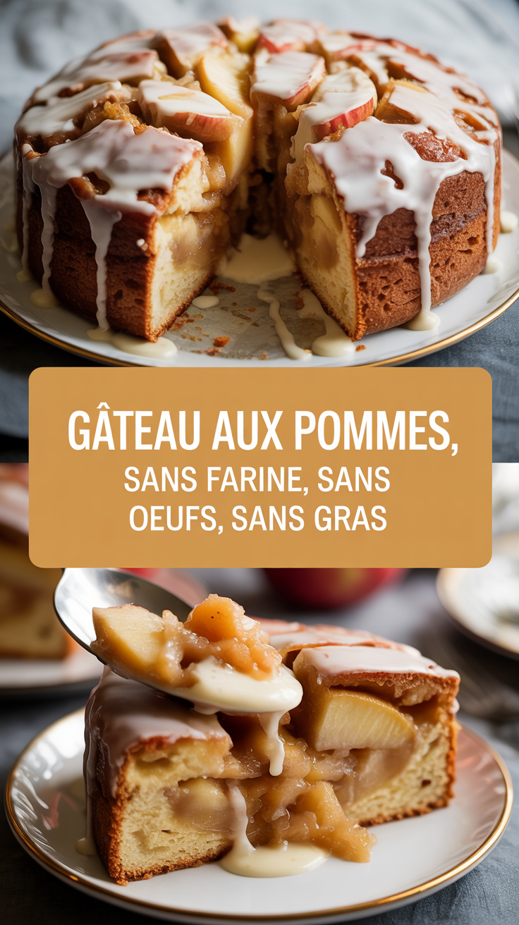 Gâteau aux pommes, sans farine, sans oeufs, sans gras