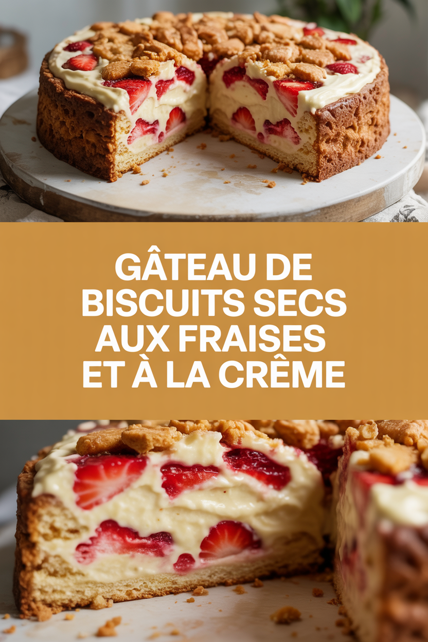 Gâteau de biscuits secs aux fraises et à la crème