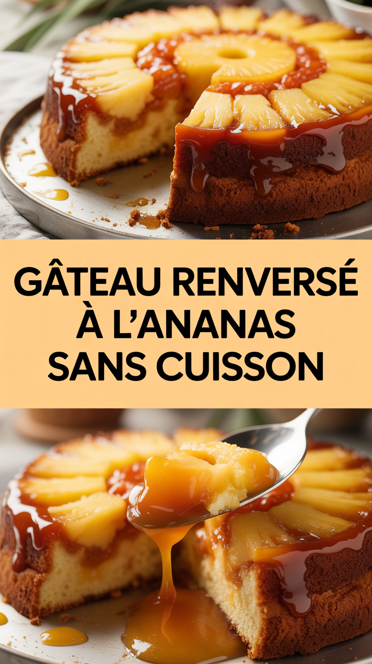 Gâteau renversé à l’ananas sans cuisson