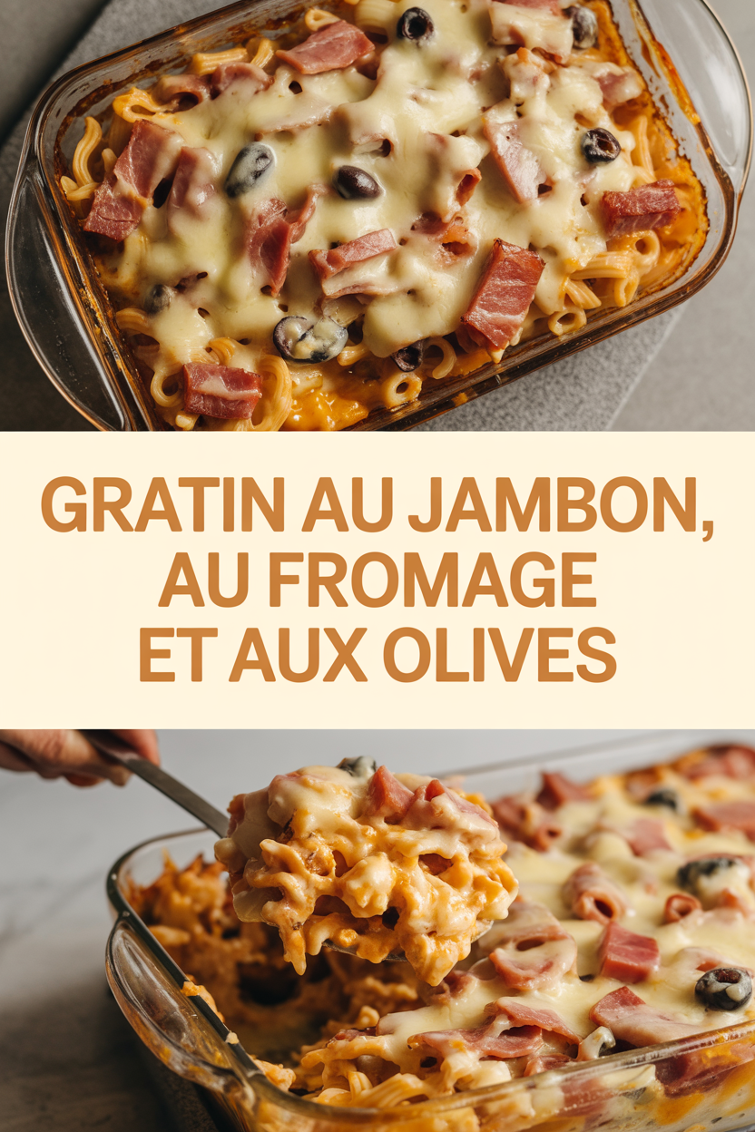 Gratin au jambon, au fromage et aux olives