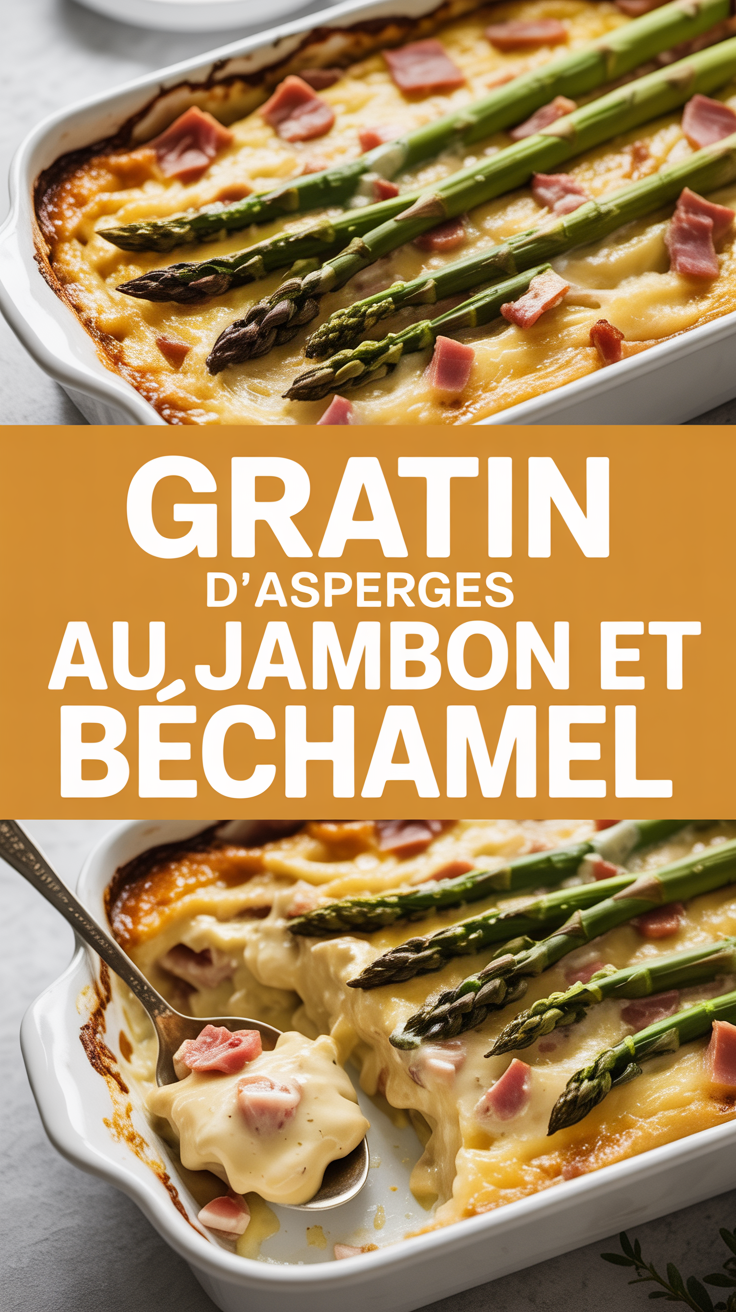 Gratin d’asperges au jambon et béchamel