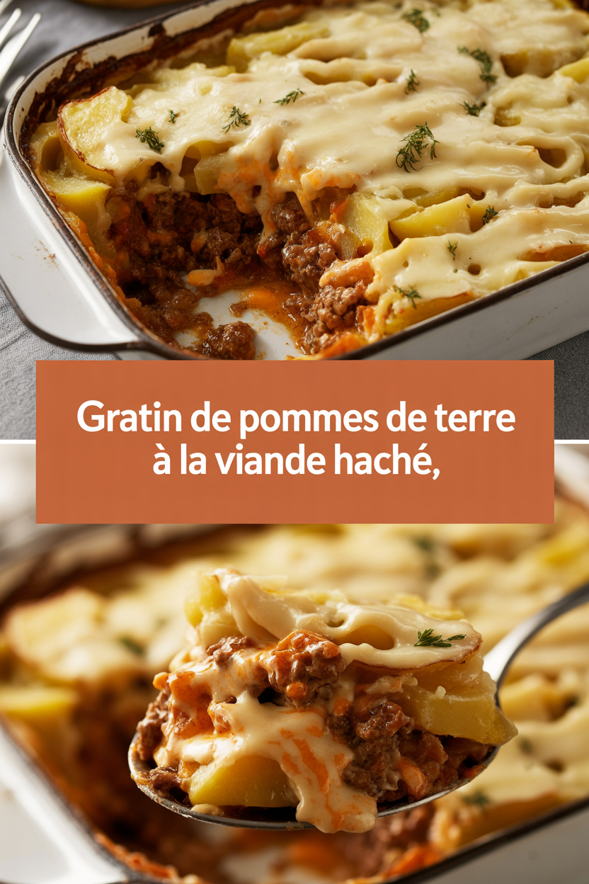 Gratin de pommes de terre à la viande haché