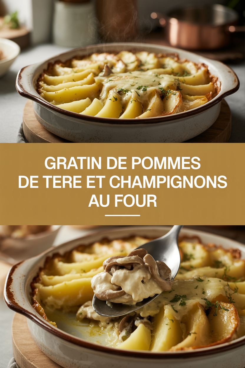 Gratin de pommes de terre et champignons au four